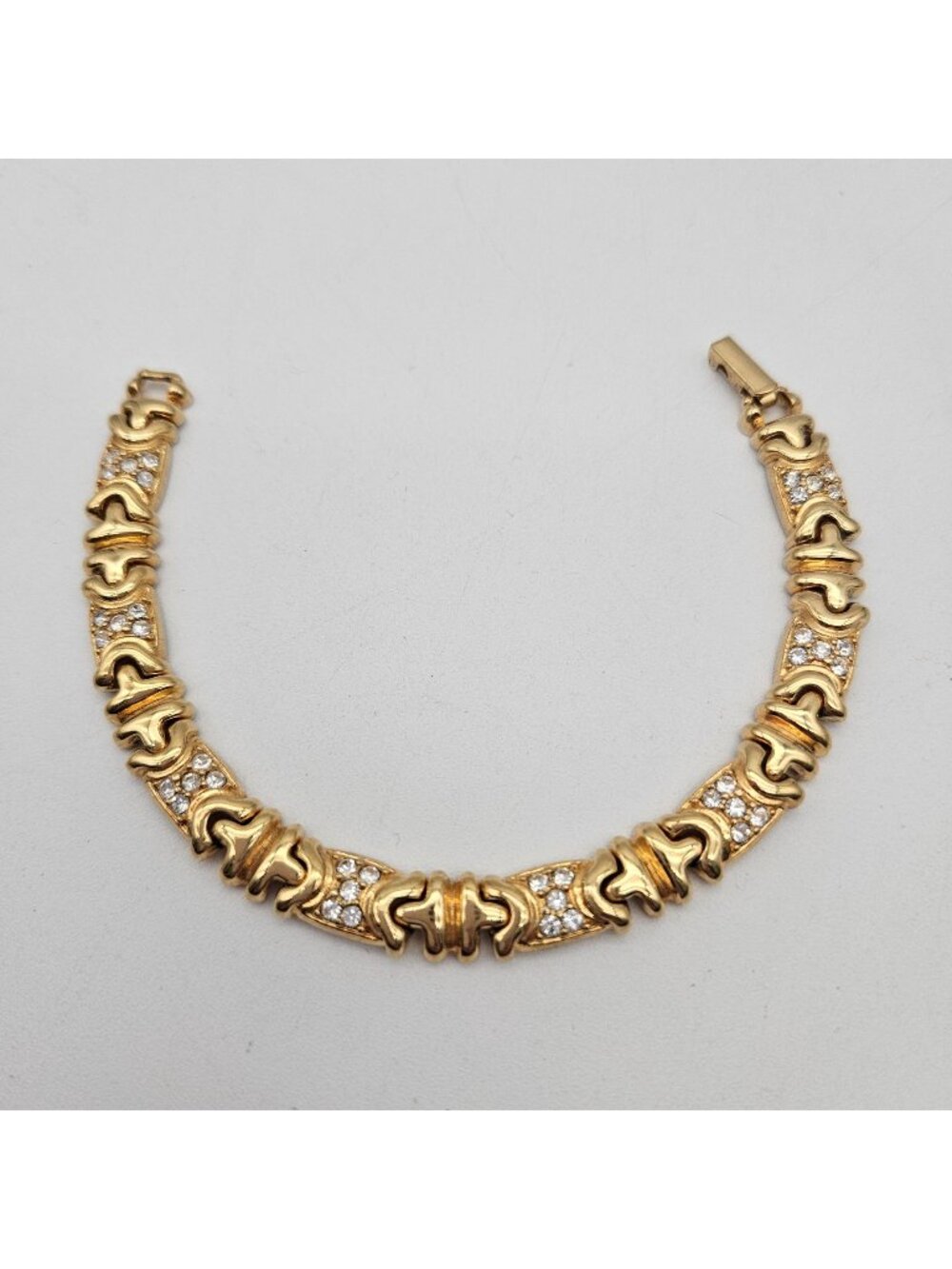 Joan Rivers Gold Tone Gold Enamel Pave Crystal Link Bracelet